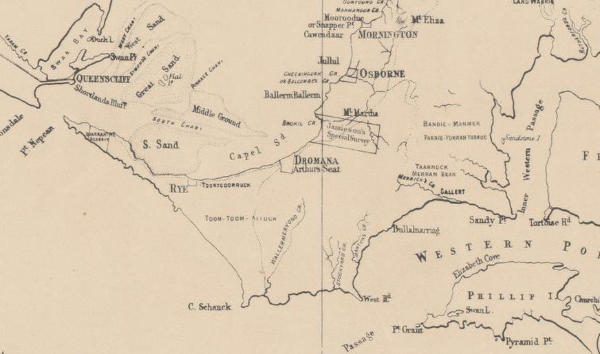 Robinson's 1858 map , Mornington Peninsula